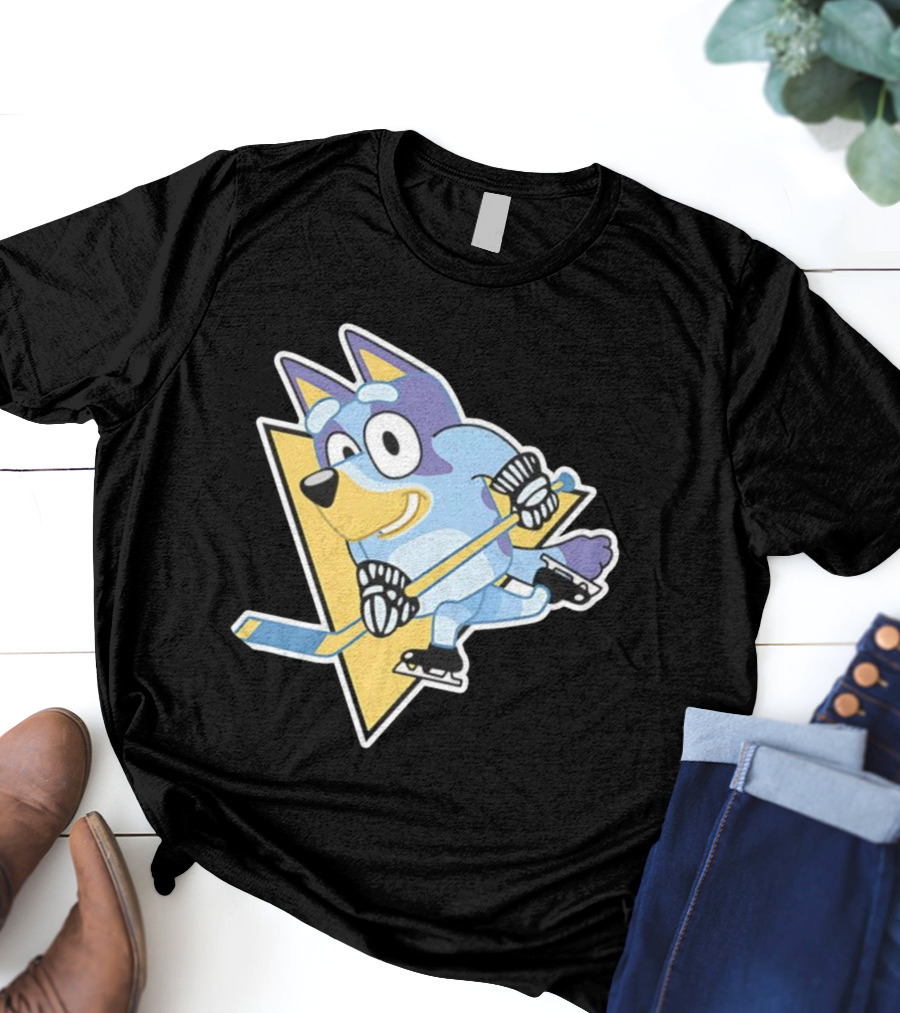 Pittsburgh Steelers Bluey Ice Hockey Crossover T-Shirt