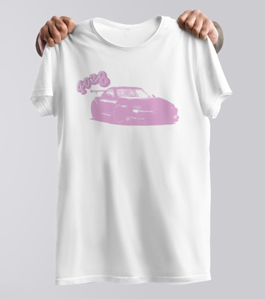 4028 Blocka Pink Car Graphic Racing Scene T-Shirt