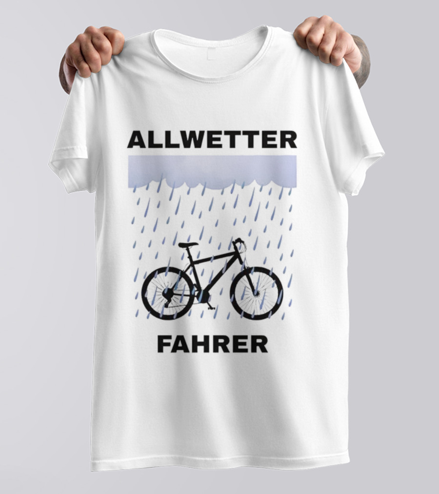 Allwetter Fahrer Bicycle In Rain Scene T-Shirt
