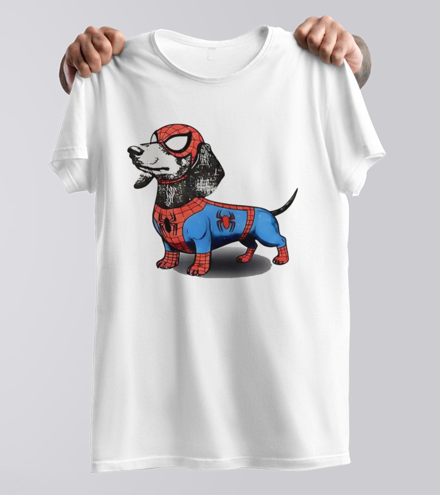 Dachshund In SpiderMan Costume Superhero Pet Character T-Shirt