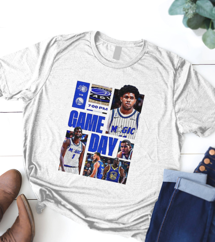 Orlando Magic Vs Golden State Warriors NBA Game Day 2025 7:00 PM T-Shirt