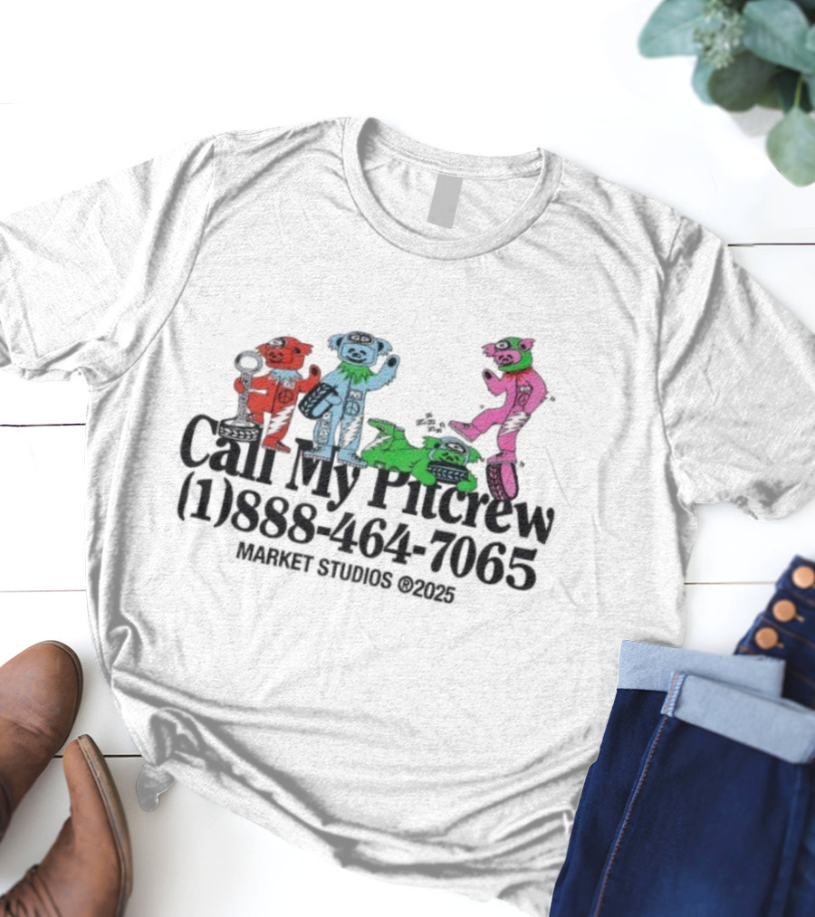 Grateful Dead Market Call My Pitcrew Dancing Bears Racing Theme T-Shirt