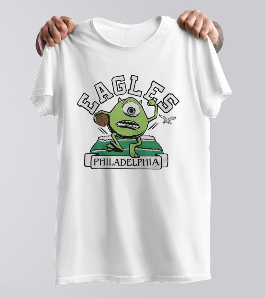 Mike Wazowski Philadelphia Eagles Football Monsters Inc Fusion T-Shirt