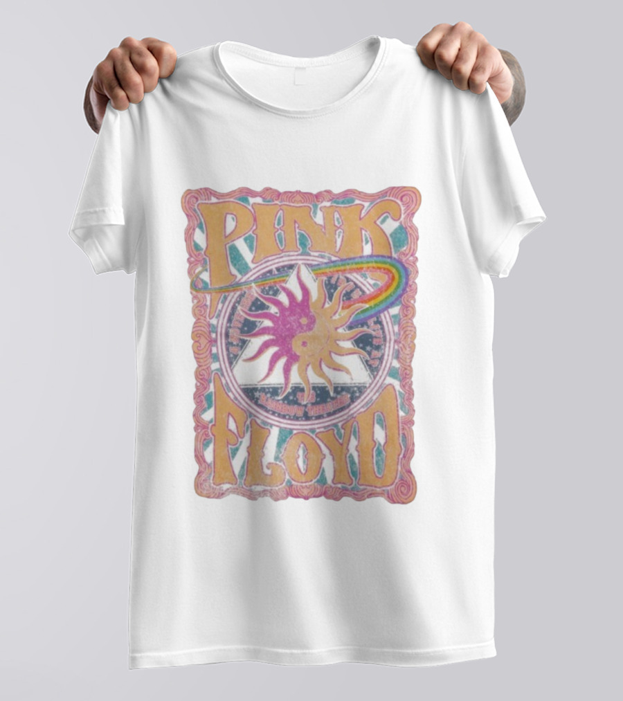 Pink Floyd Rainbow Theater Sun And Pyramid Vintage Style T-Shirt