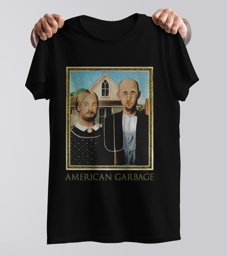 American Gothic American Garbage Mock Artwork Featured T-Shirt
