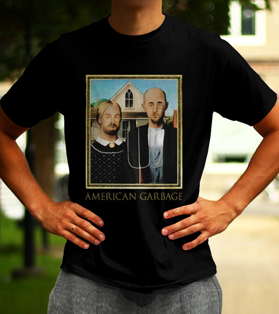 American Gothic American Garbage Mock Artwork Featured T-Shirt