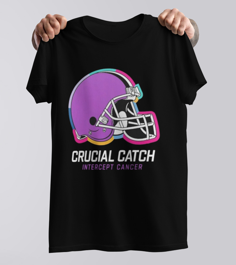 Cleveland Browns NFL Crucial Catch Intercept Cancer Helmet T-Shirt