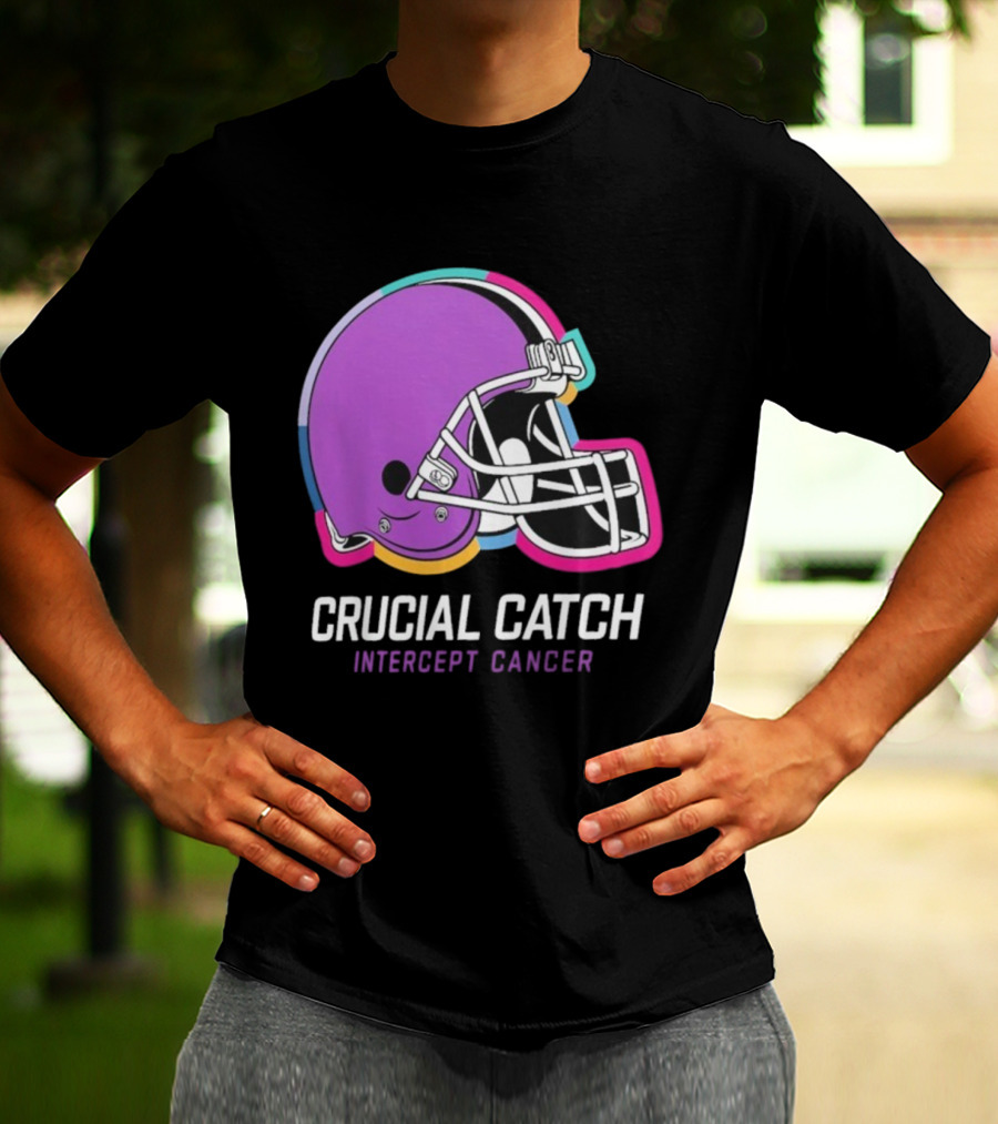 Cleveland Browns NFL Crucial Catch Intercept Cancer Helmet T-Shirt
