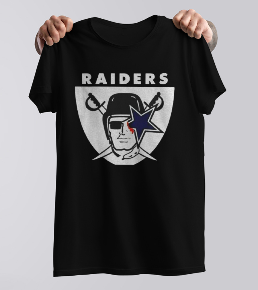Las Vegas Raiders Dallas Cowboys Bleed Raiders Mashup NFL Logos T-Shirt