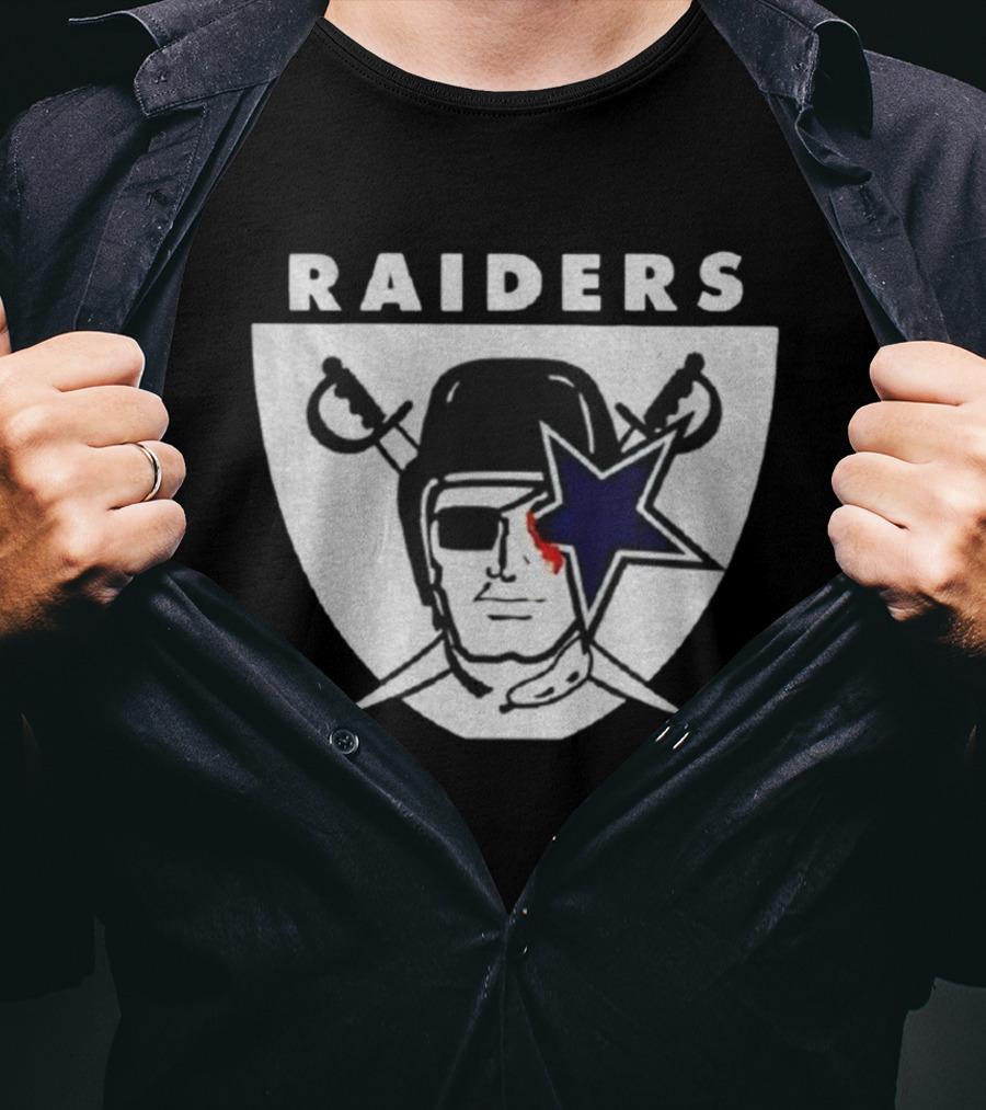 Las Vegas Raiders Dallas Cowboys Bleed Raiders Mashup NFL Logos T-Shirt