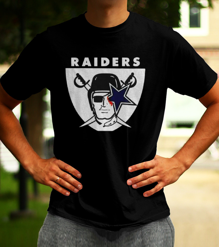 Las Vegas Raiders Dallas Cowboys Bleed Raiders Mashup NFL Logos T-Shirt