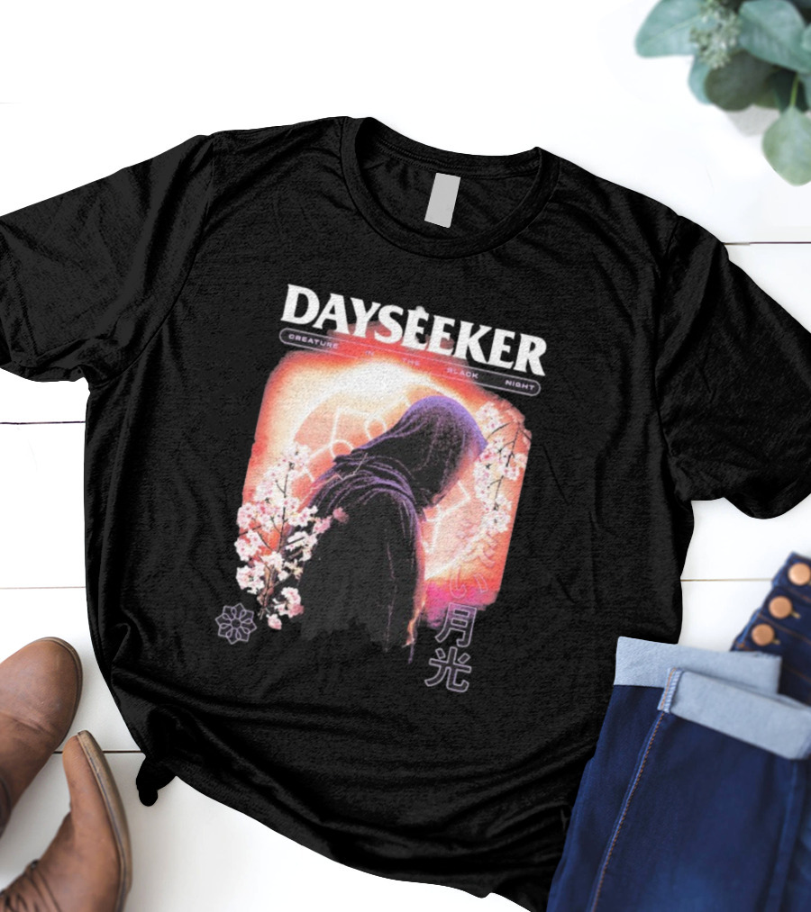 Dayseeker Creature Black Night Cherry Blossom Aesthetic T-Shirt