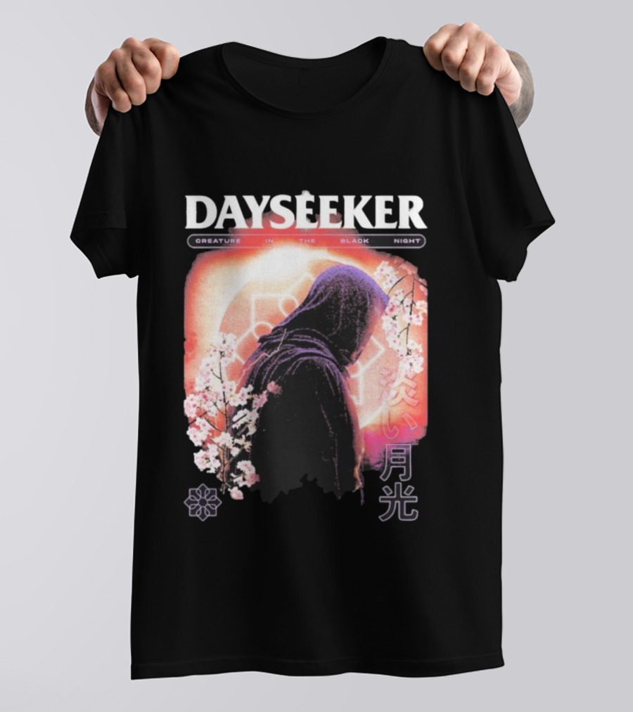 Dayseeker Creature Black Night Cherry Blossom Aesthetic T-Shirt