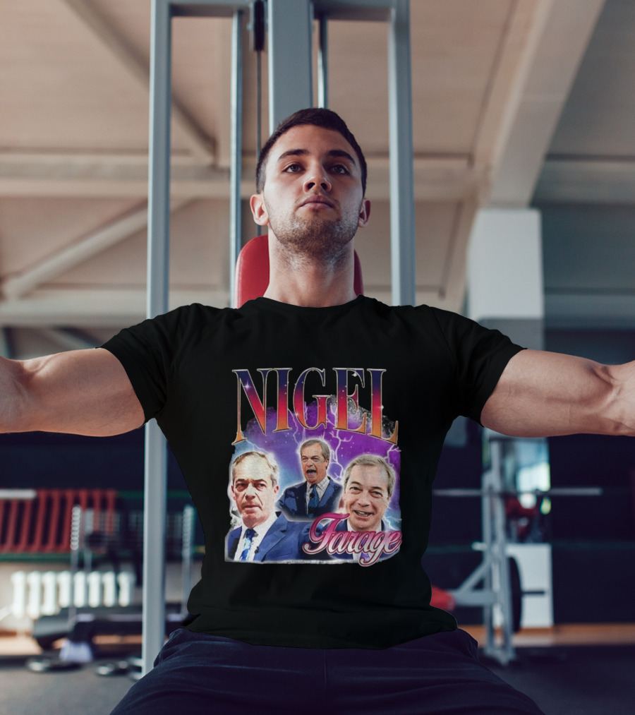 Nigel Farage Lightning Storm Portrait T-Shirt