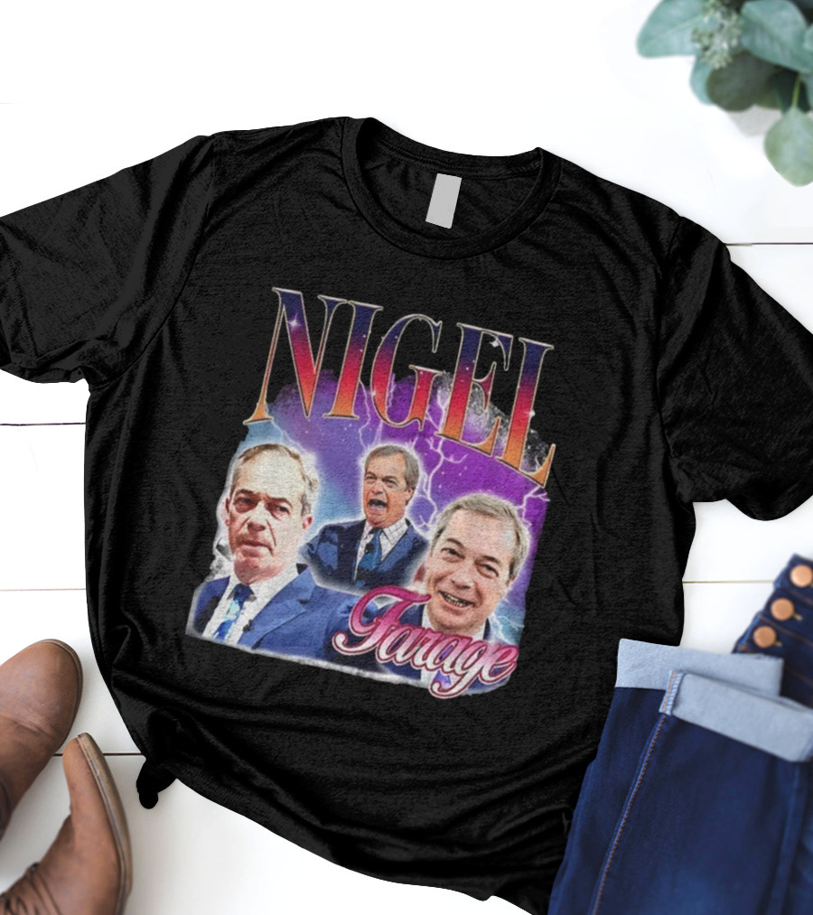 Nigel Farage Lightning Storm Portrait T-Shirt