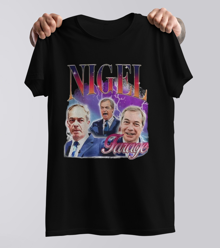 Nigel Farage Lightning Storm Portrait T-Shirt