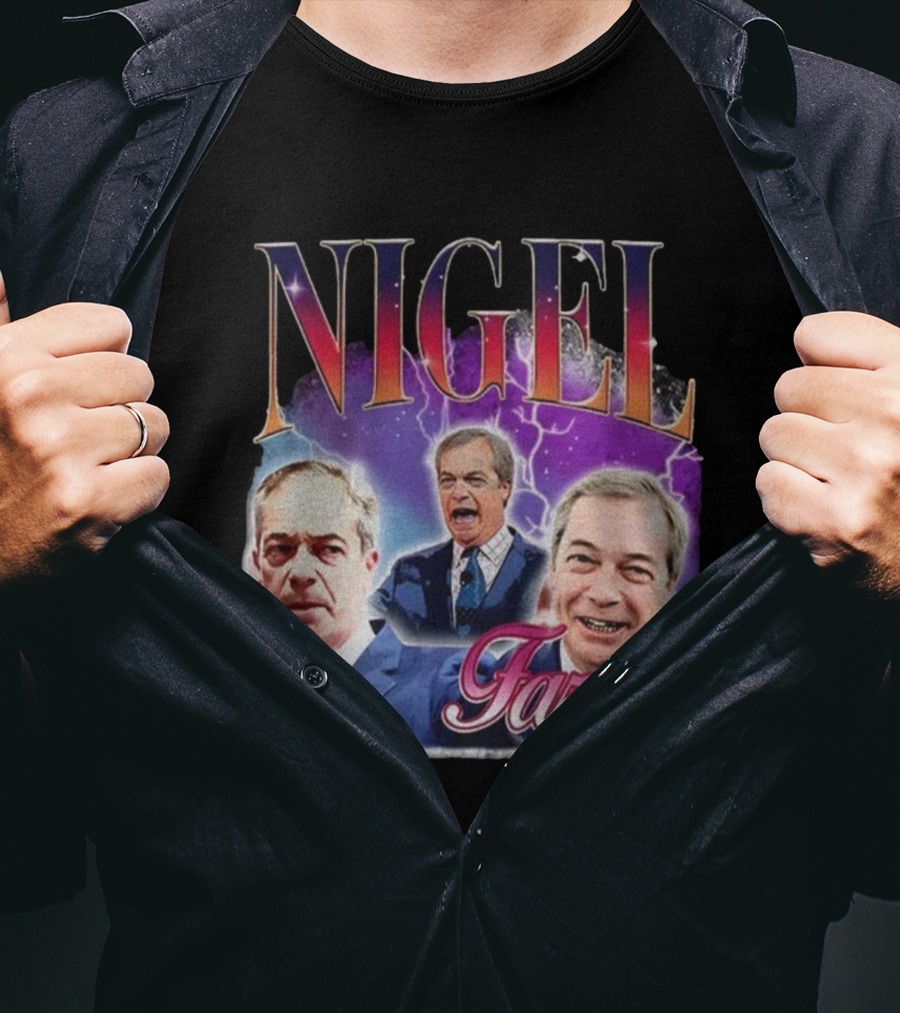 Nigel Farage Lightning Storm Portrait T-Shirt
