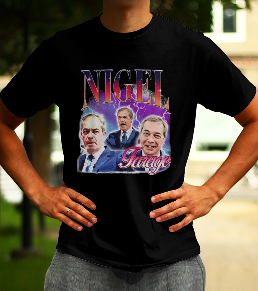 Nigel Farage Lightning Storm Portrait T-Shirt