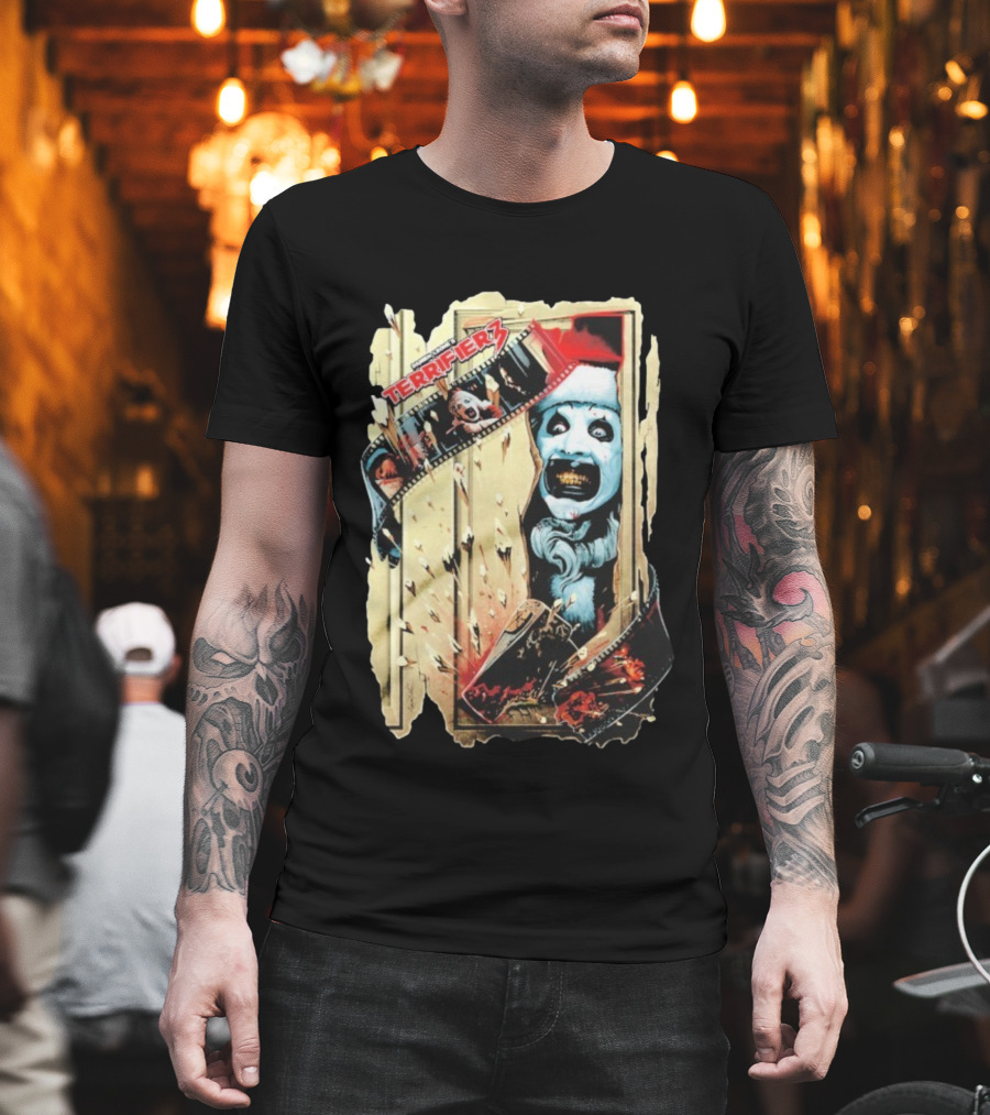 Terrifier 3 Chop House Horror Art The Clown Film Strip Scene T-Shirt