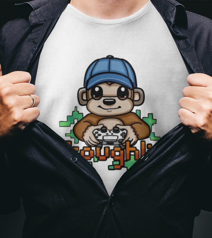 Fsoughlin Monkey Gamer Joystick Cap Gaming T-Shirt