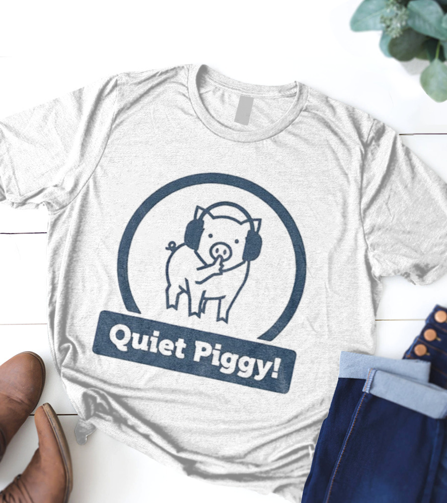 Quiet Piggy Humorous Piglet Illustration T-Shirt