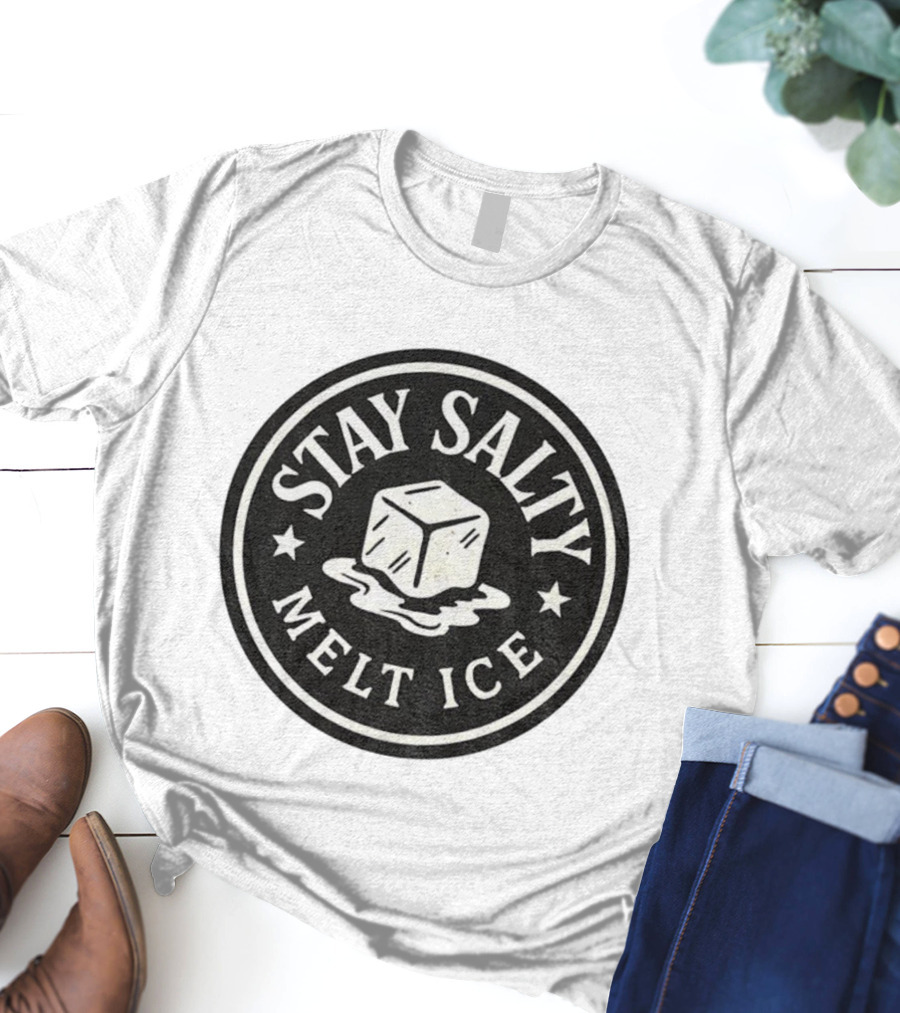 Stay Salty Melt Ice Protest Circle Ice Cube Icon T-Shirt