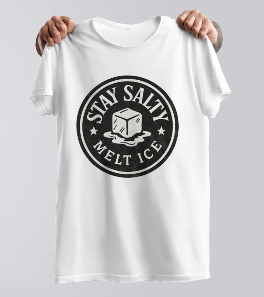 Stay Salty Melt Ice Protest Circle Ice Cube Icon T-Shirt