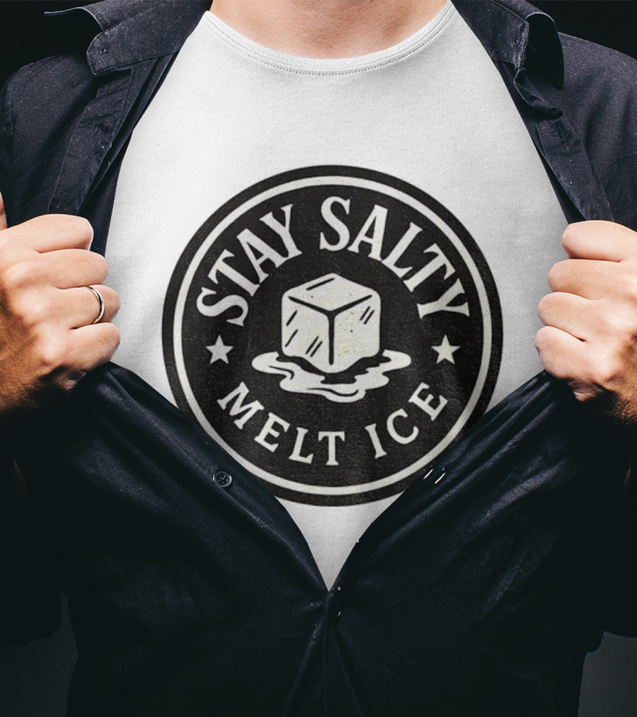 Stay Salty Melt Ice Protest Circle Ice Cube Icon T-Shirt