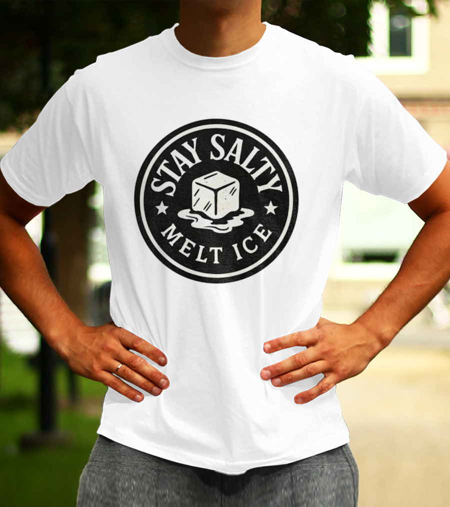 Stay Salty Melt Ice Protest Circle Ice Cube Icon T-Shirt