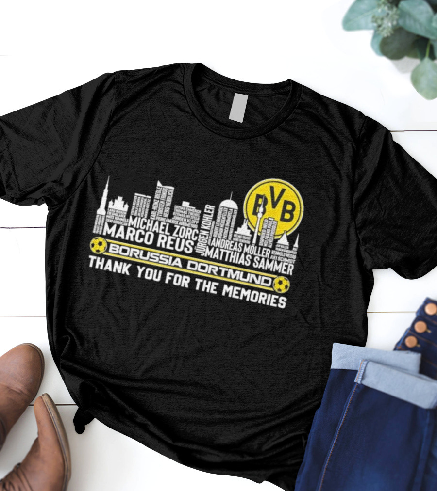 Borussia Dortmund BVB Marco Reus Matthias Sammer Skyline Club Crest Thank You For The Memories T-Shirt