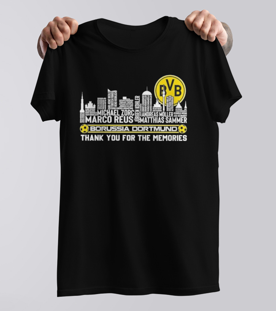Borussia Dortmund BVB Marco Reus Matthias Sammer Skyline Club Crest Thank You For The Memories T-Shirt