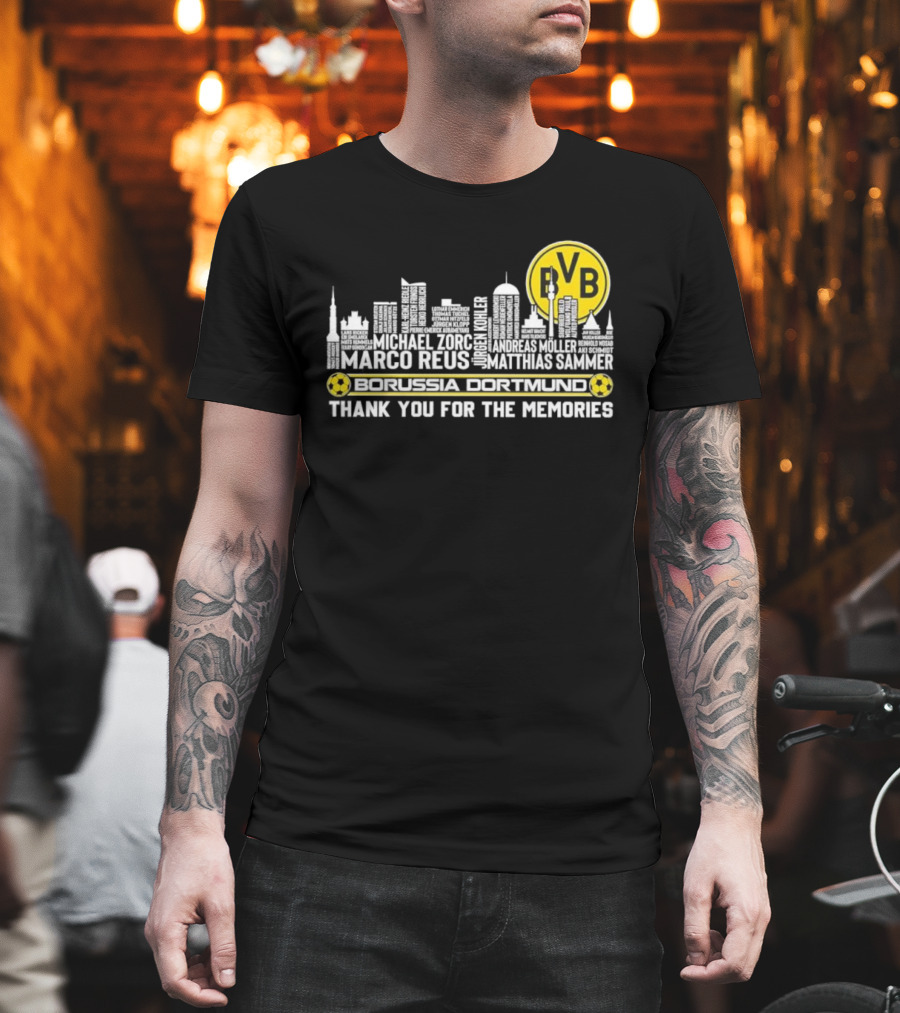Borussia Dortmund BVB Marco Reus Matthias Sammer Skyline Club Crest Thank You For The Memories T-Shirt