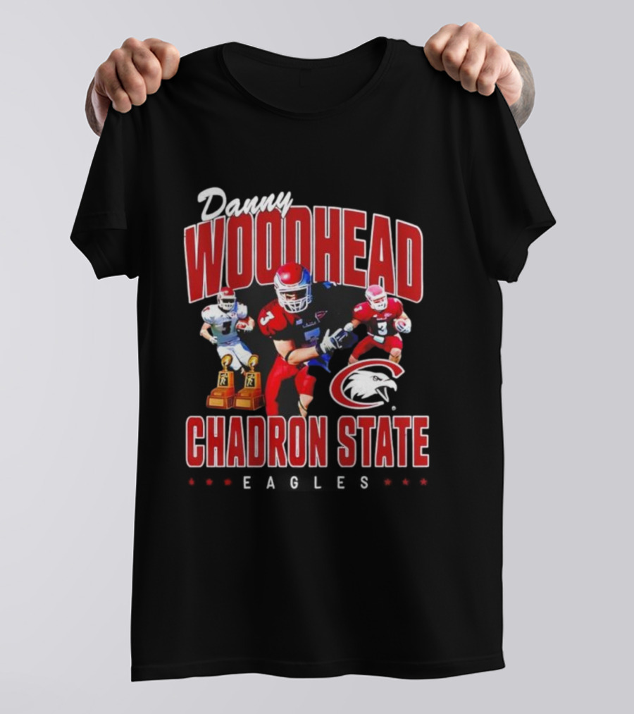 Danny Woodhead Chadron State Eagles Football Legend Featuring Two Trophies T-Shirt