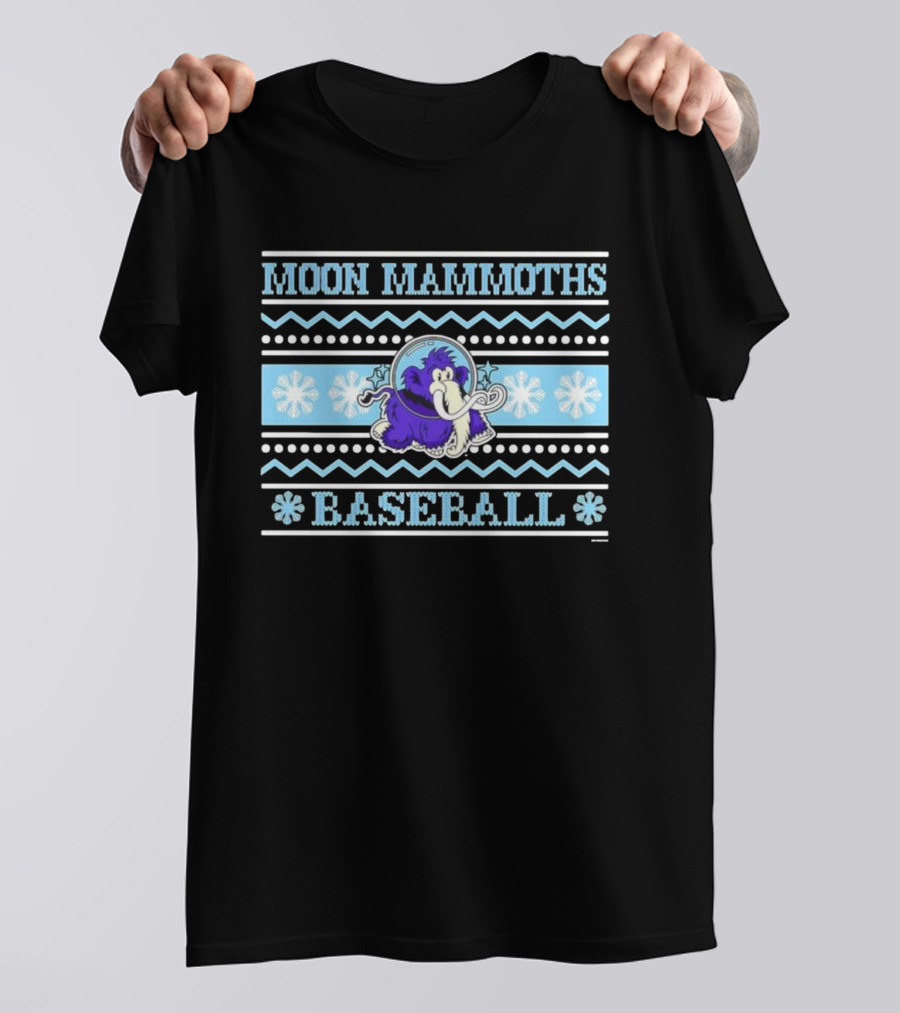 Erie SeaWolves BR Moon Mammoths Baseball Winter Snowflake Theme T-Shirt