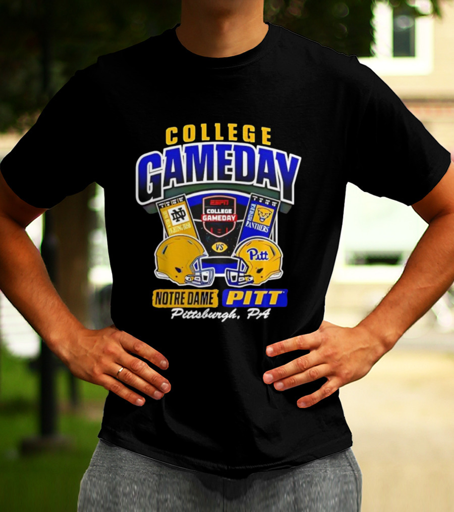 College Gameday ESPN Notre Dame Vs Pitt Panthers Football Helmets T-Shirt