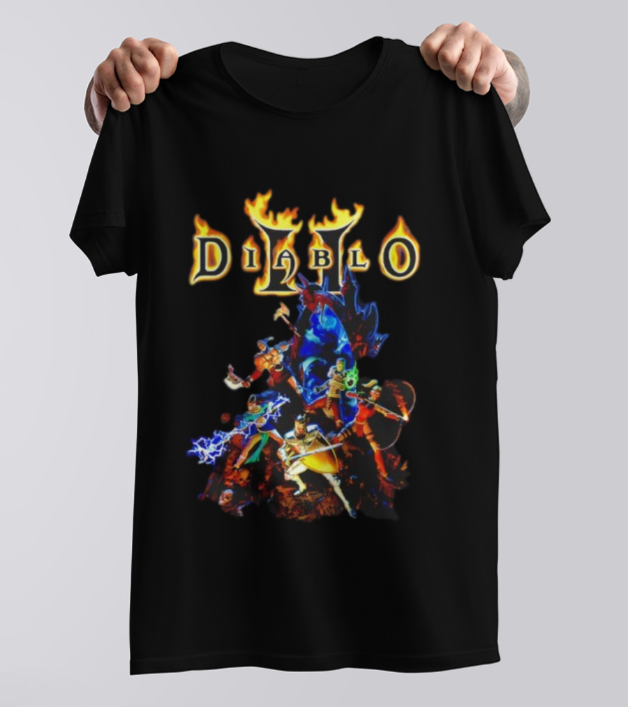 Diablo II Infernal Gate Classic Game Characters And Iconic Logo T-Shirt
