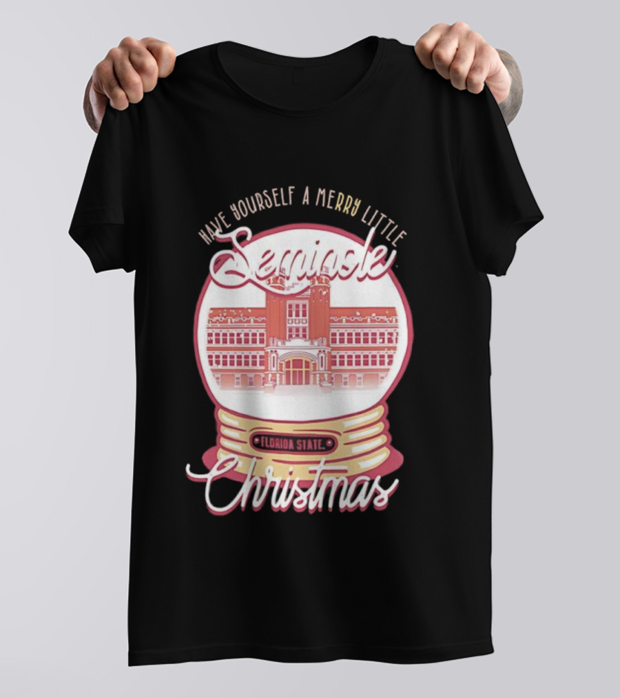 Have Yourself A Merry Little Seminole Christmas Florida State Snow Globe T-Shirt