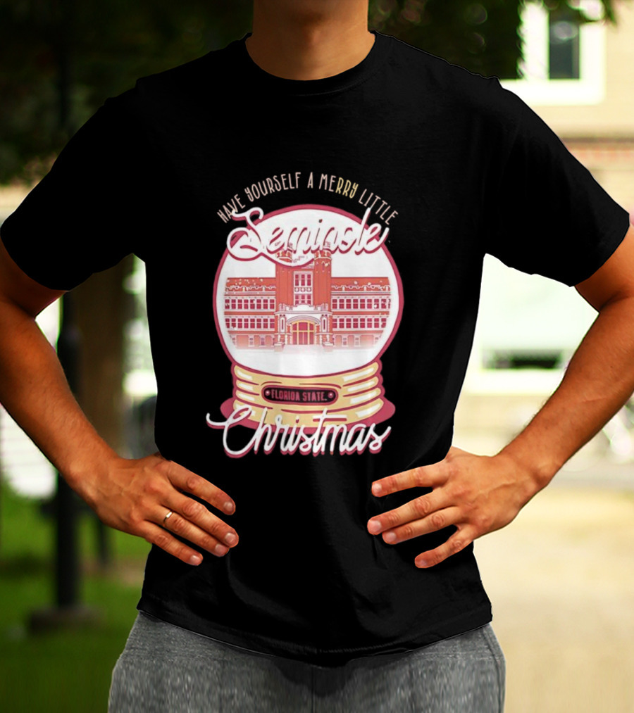 Have Yourself A Merry Little Seminole Christmas Florida State Snow Globe T-Shirt