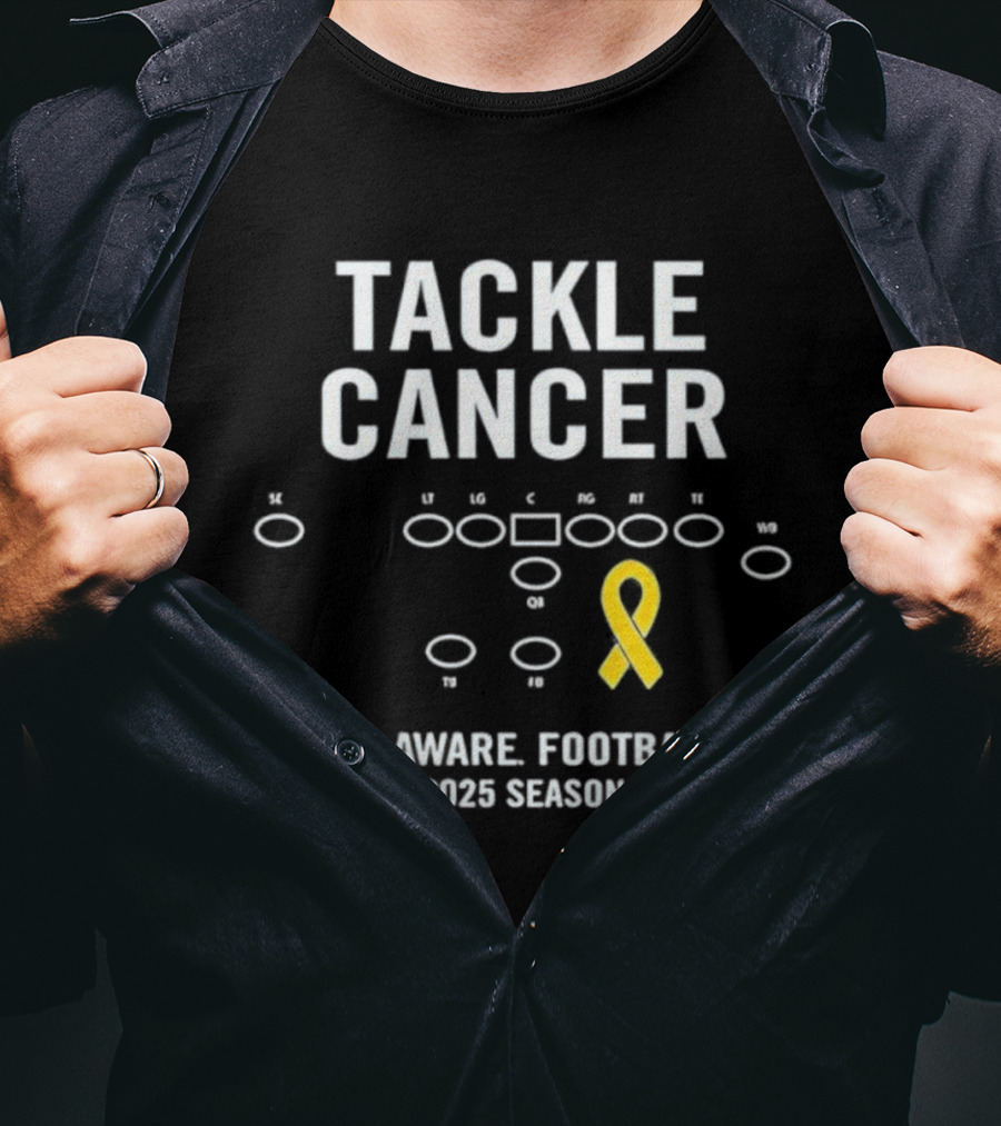 Tackle Cancer Delaware Football 2025 Season Yellow Ribbon T-Shirt