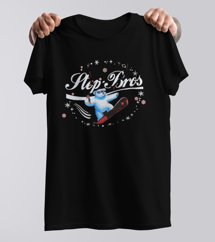 Step Bros Sippin Bear Snowboarding Slopes Winter Fun T-Shirt