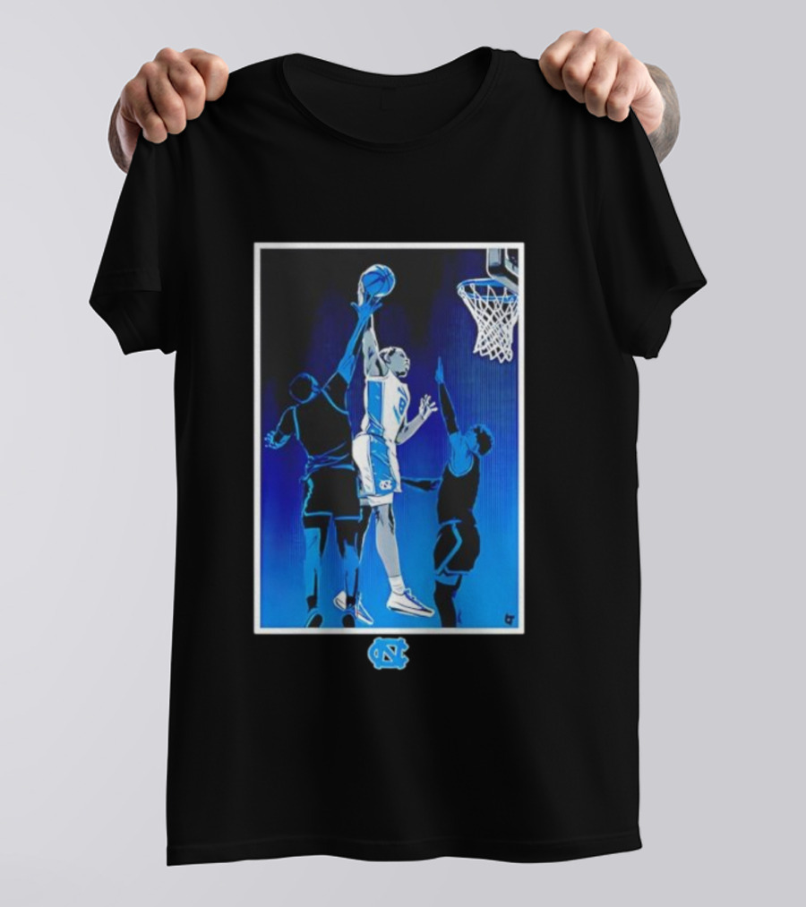 University Of North Carolina Basketball Caleb Wilson Player With UNC Logo T-Shirt