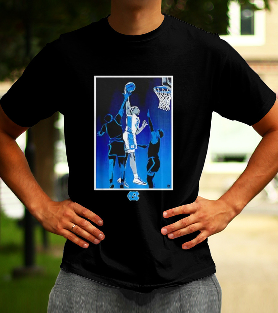 University Of North Carolina Basketball Caleb Wilson Player With UNC Logo T-Shirt