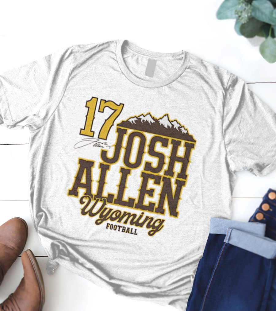 Buffalo Bills 17 Josh Allen Wyoming Signature Mountains T-Shirt