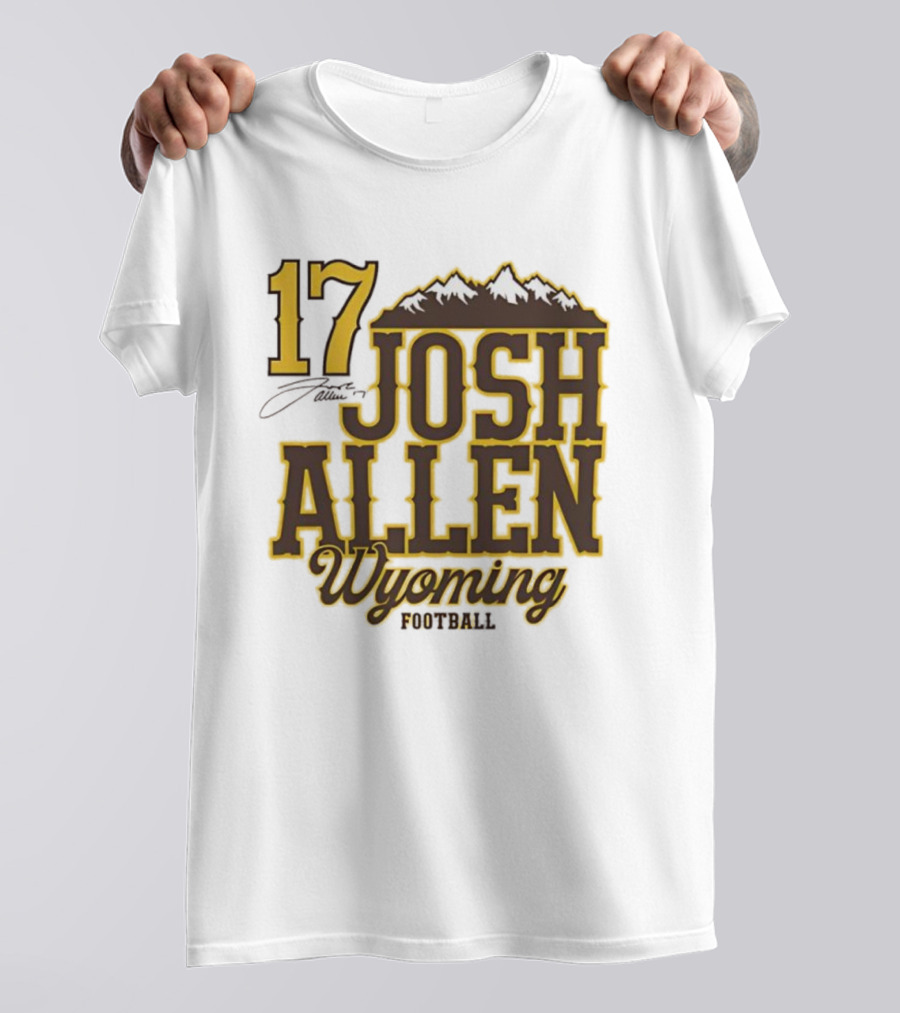 Buffalo Bills 17 Josh Allen Wyoming Signature Mountains T-Shirt