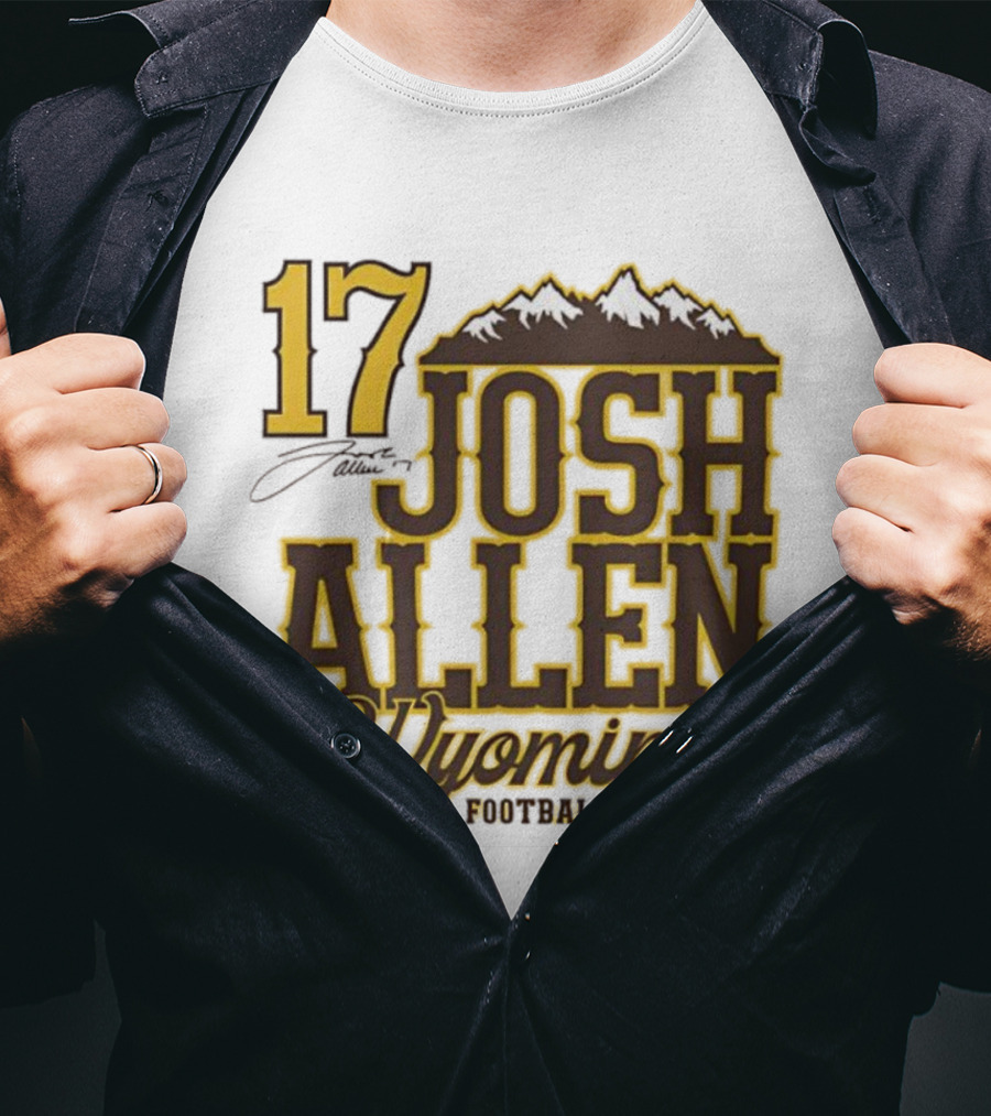Buffalo Bills 17 Josh Allen Wyoming Signature Mountains T-Shirt
