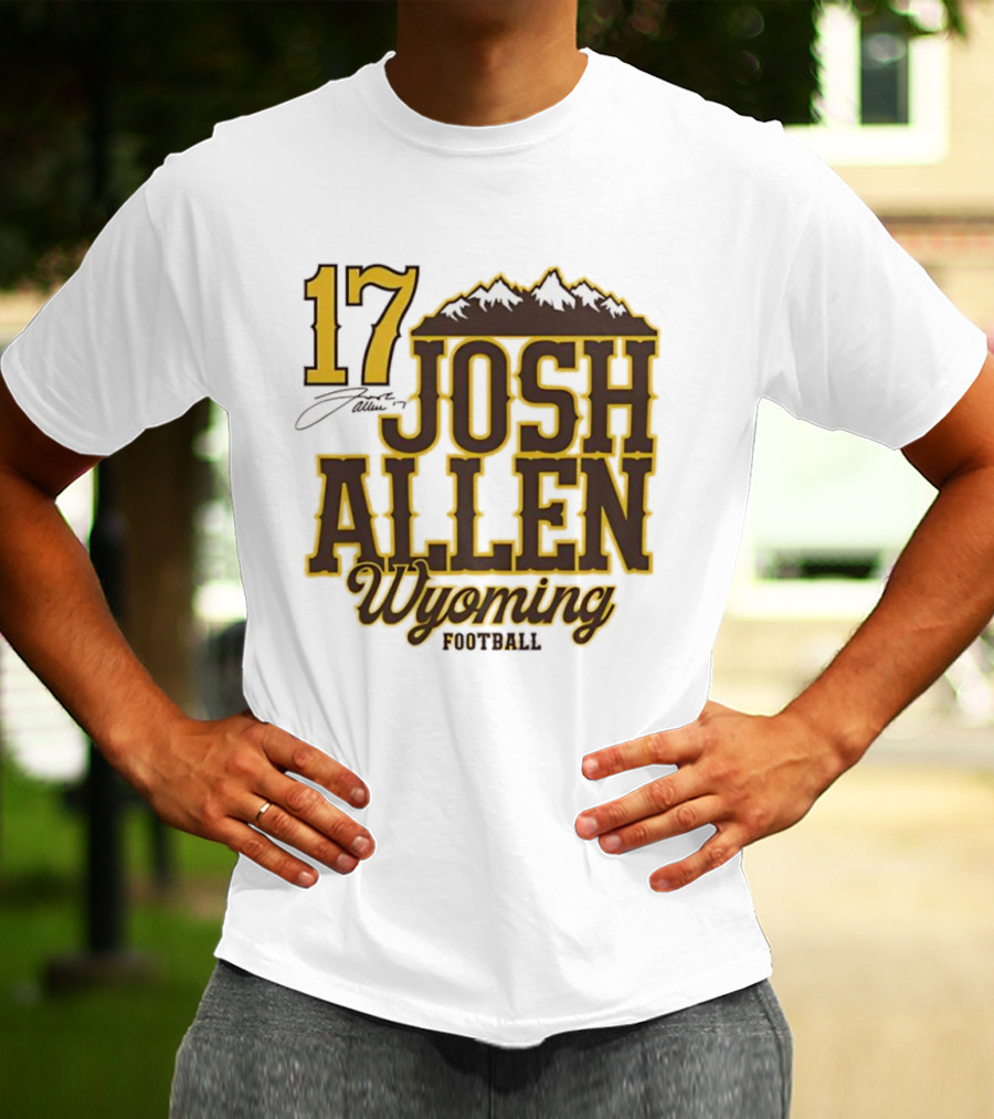 Buffalo Bills 17 Josh Allen Wyoming Signature Mountains T-Shirt