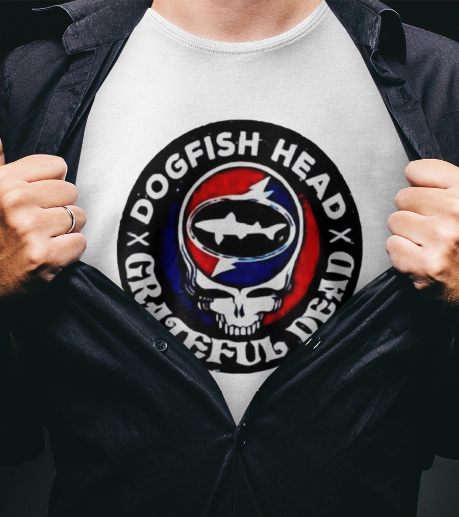 Dogfish Head Grateful Dead Red White Baseball Collaboration T-Shirt