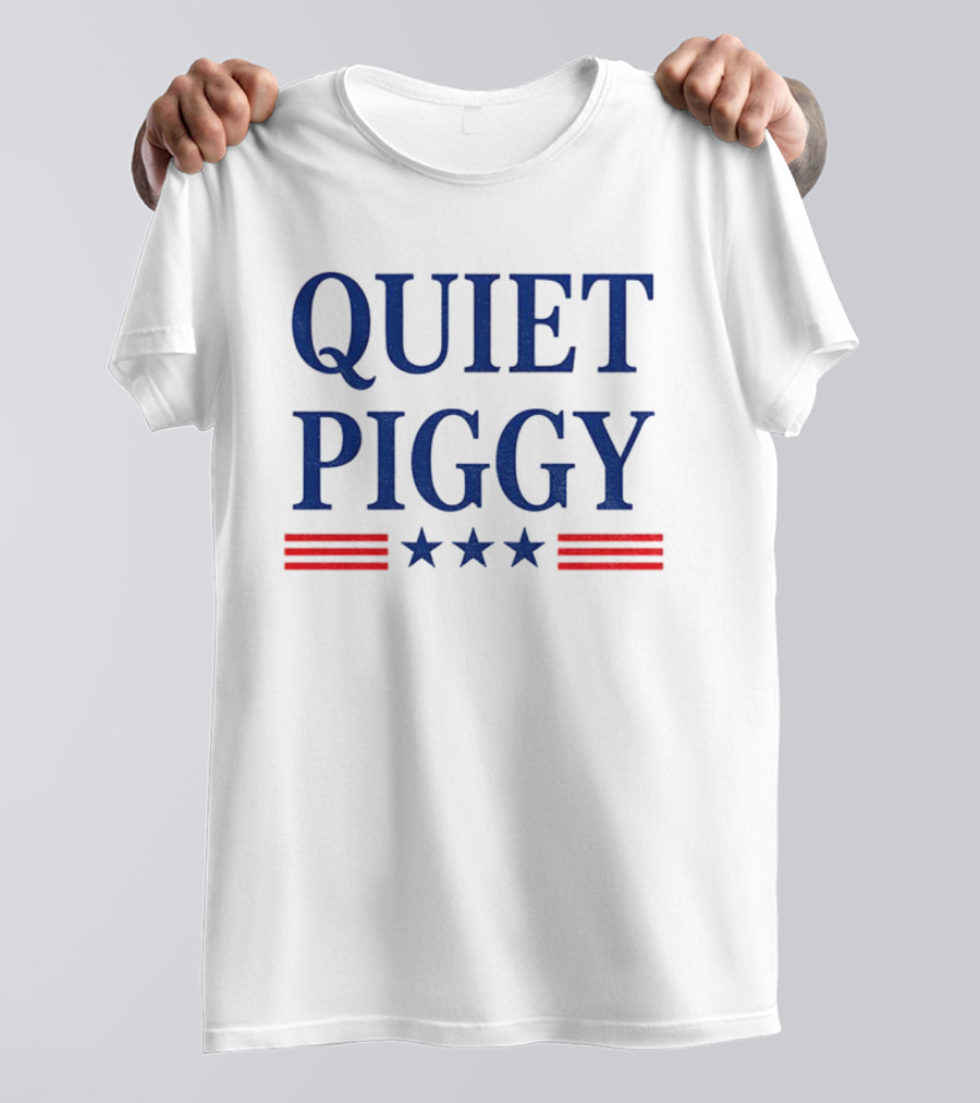 Quiet Piggy America 2025 Patriotic Stars And Stripes Design T-Shirt