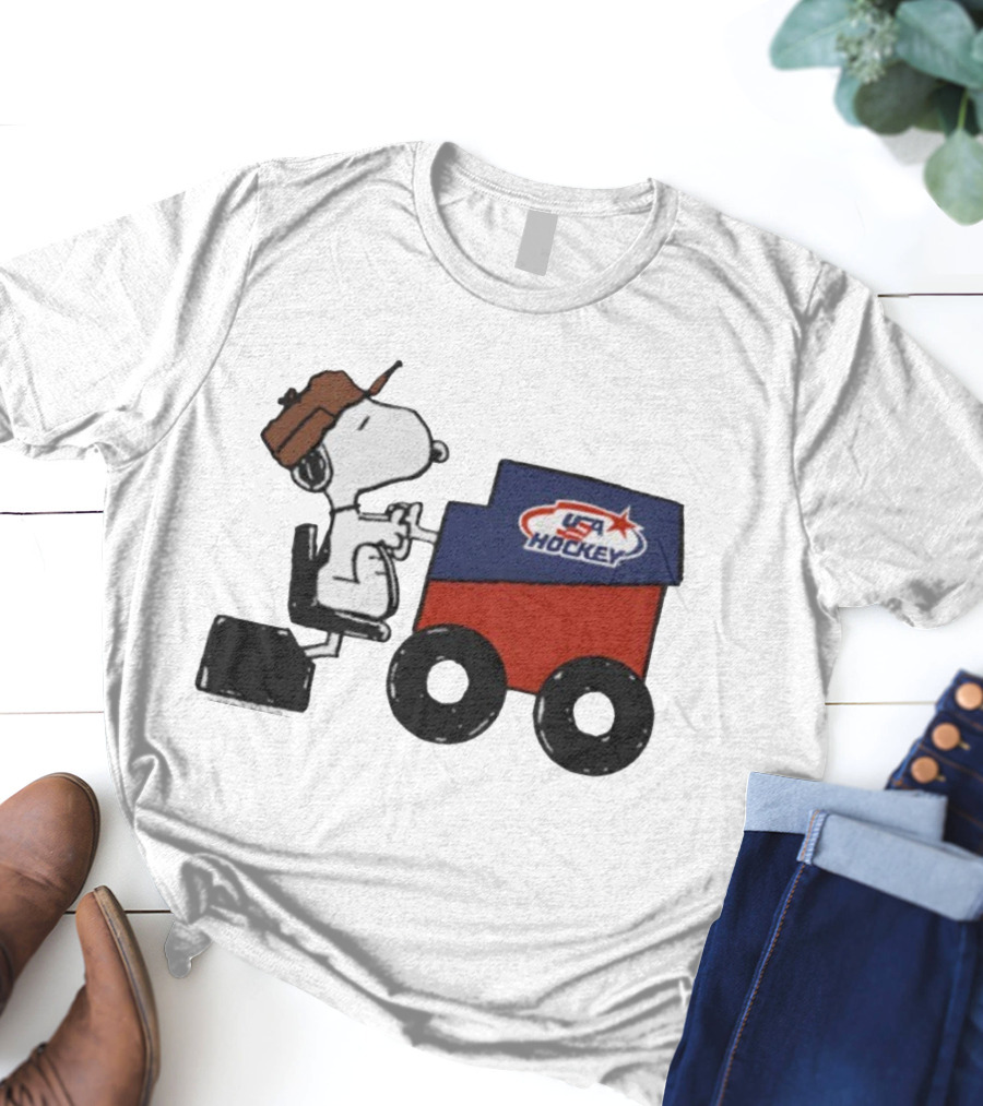 Peanuts Snoopy USA Hockey Zamboni Fresh Ice T-Shirt