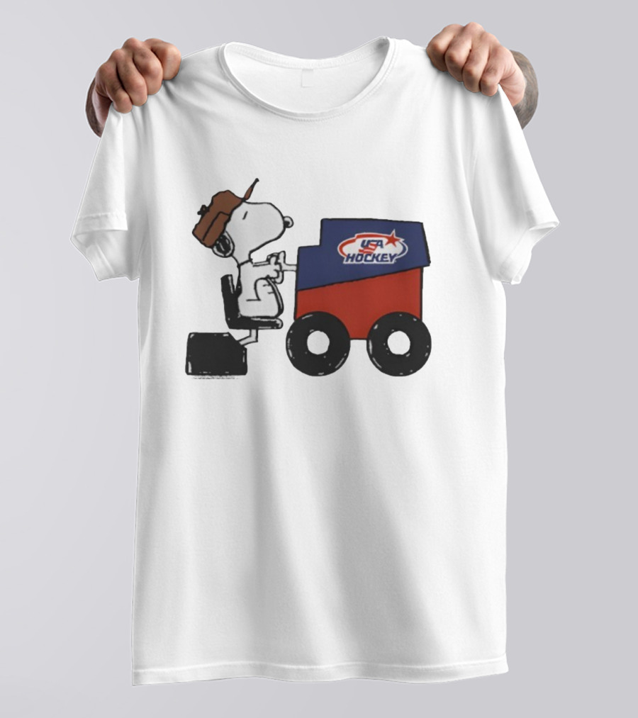 Peanuts Snoopy USA Hockey Zamboni Fresh Ice T-Shirt